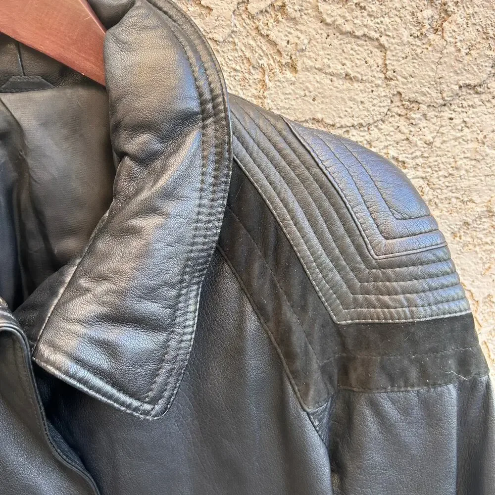 La Matta Vintage Leather Bomber Jacket Size Womens Small - Picture 4 of 6